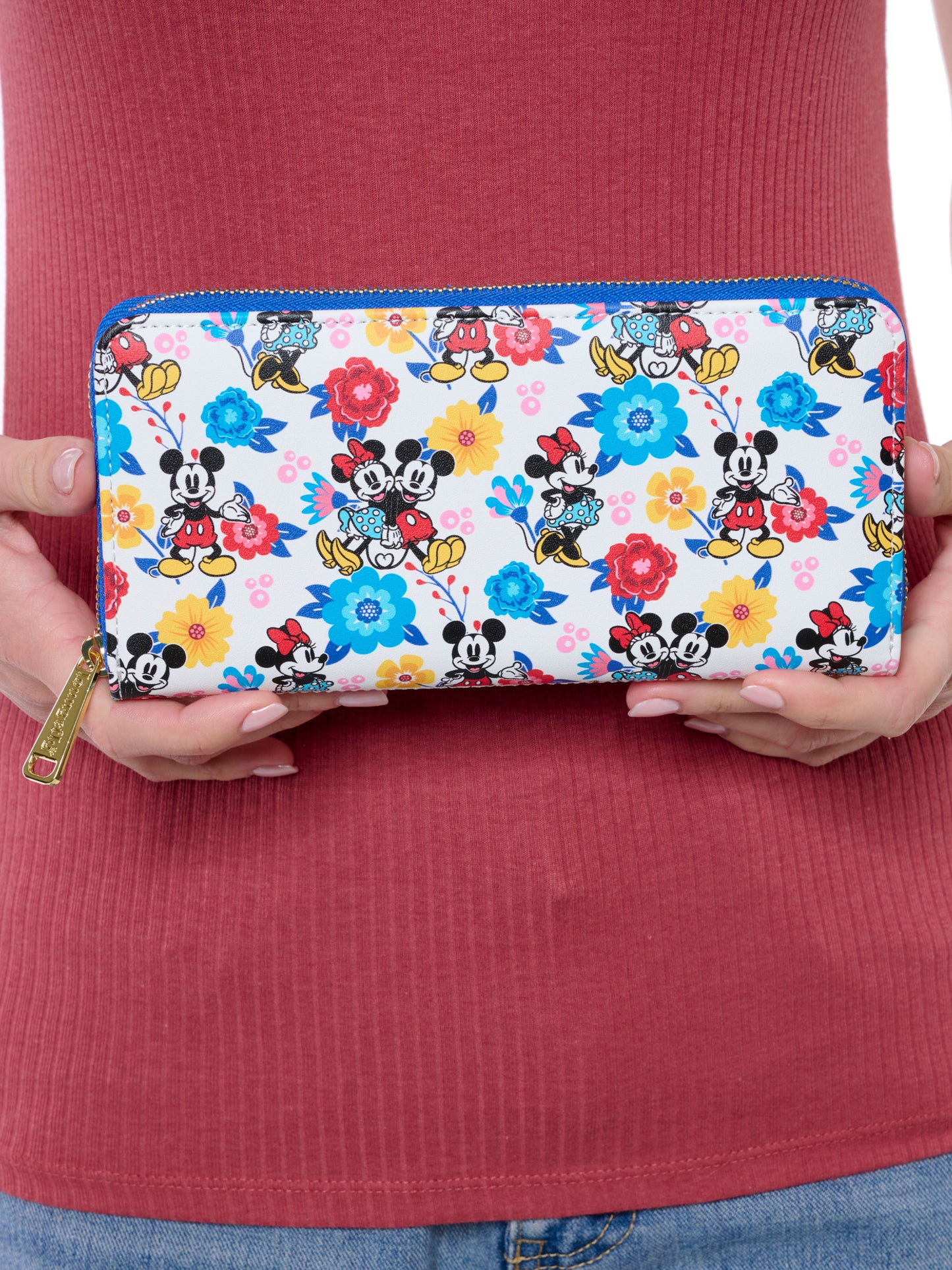 Loungefly x Disney Mickey and Minnie Mouse Springtime Zip Around Wallet