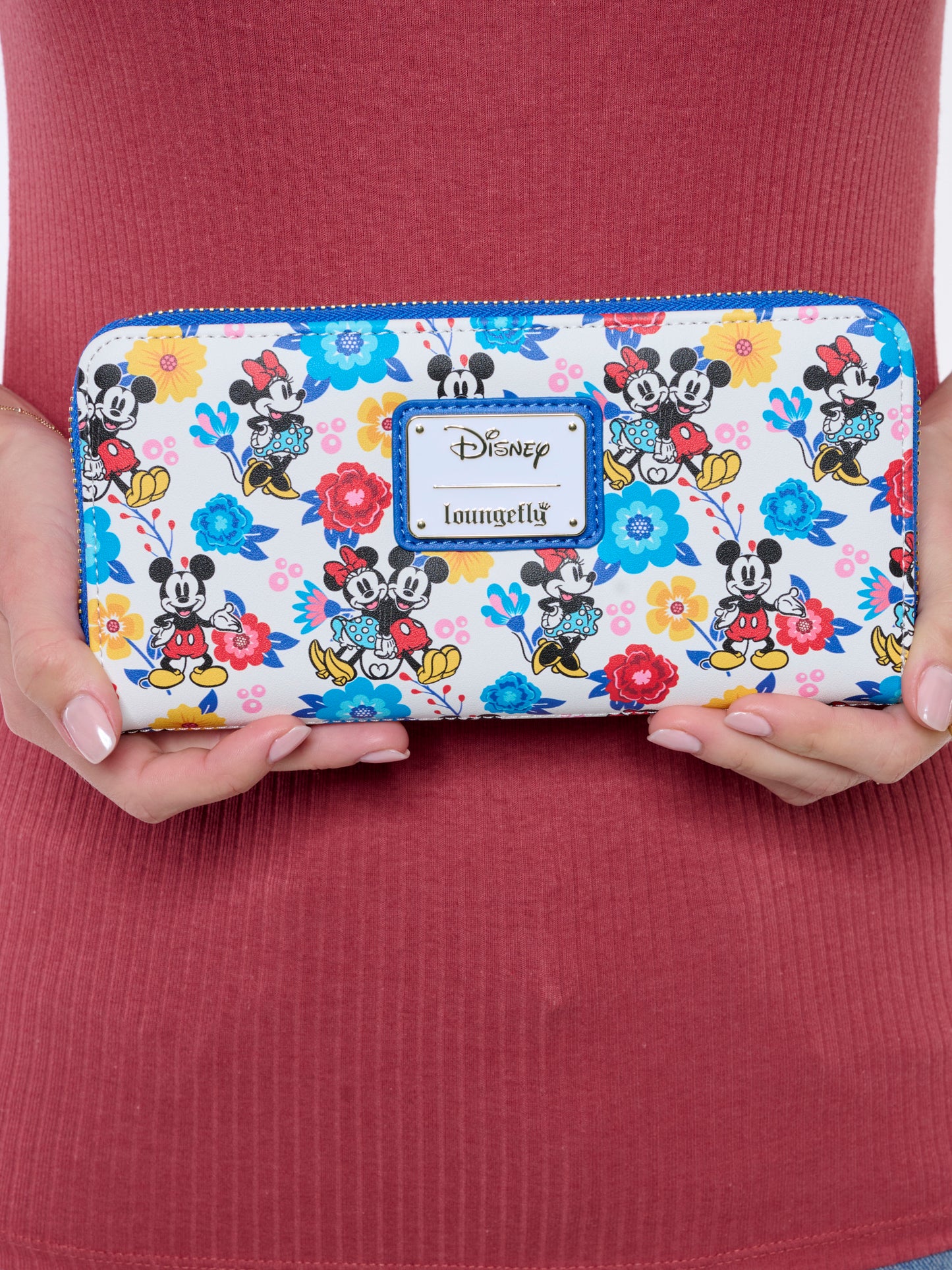 Loungefly x Disney Mickey and Minnie Mouse Springtime Zip Around Wallet