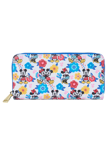 Loungefly x Disney Mickey and Minnie Mouse Springtime Zip Around Wallet