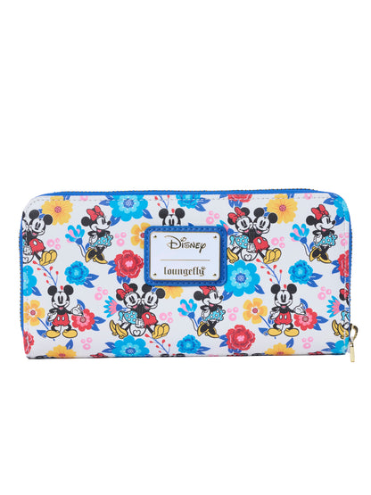 Loungefly x Disney Mickey and Minnie Mouse Springtime Zip Around Wallet