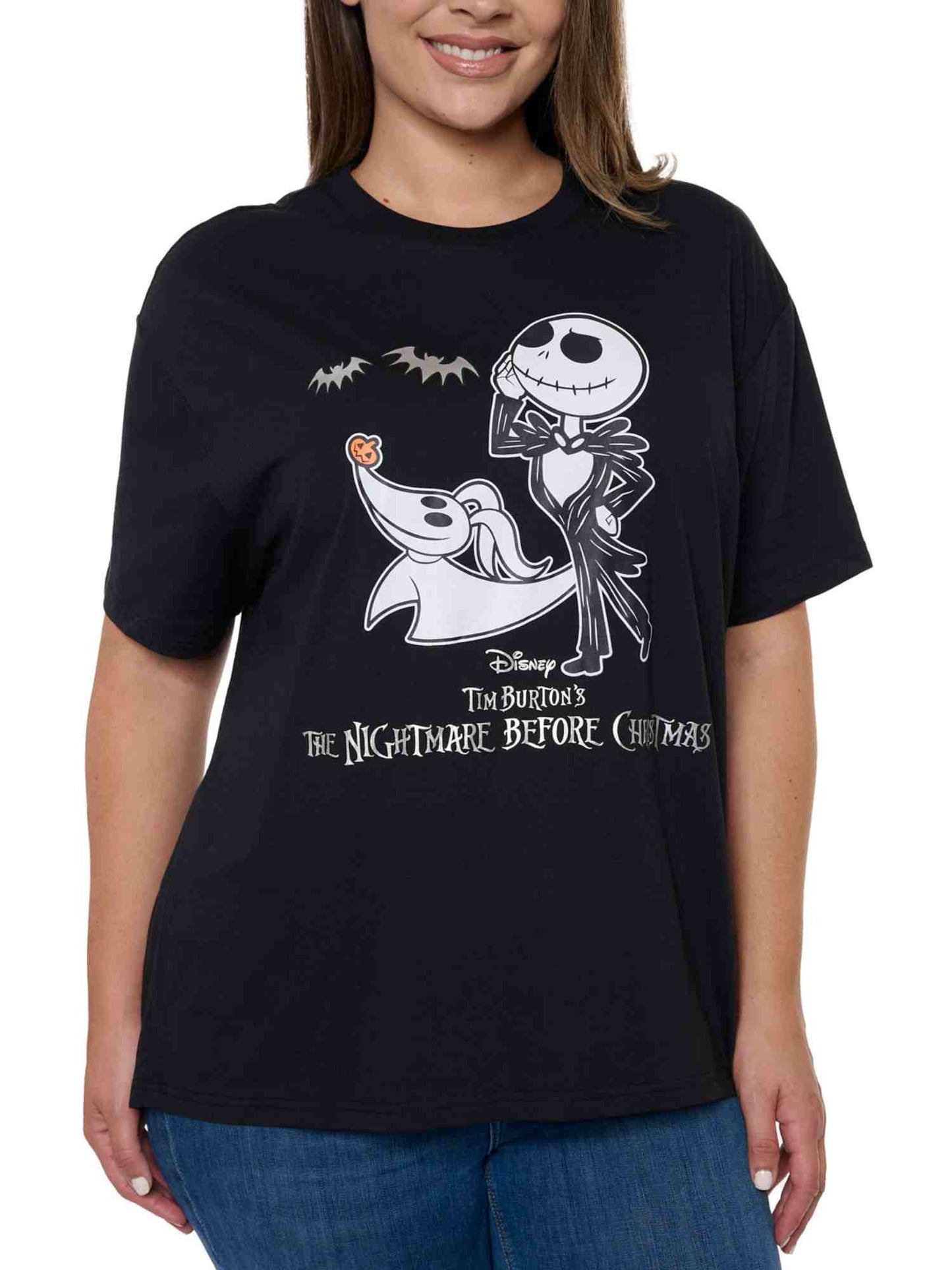 Women's Plus Disney Nightmare Before Christmas Jack Skellington T-Shirt Black