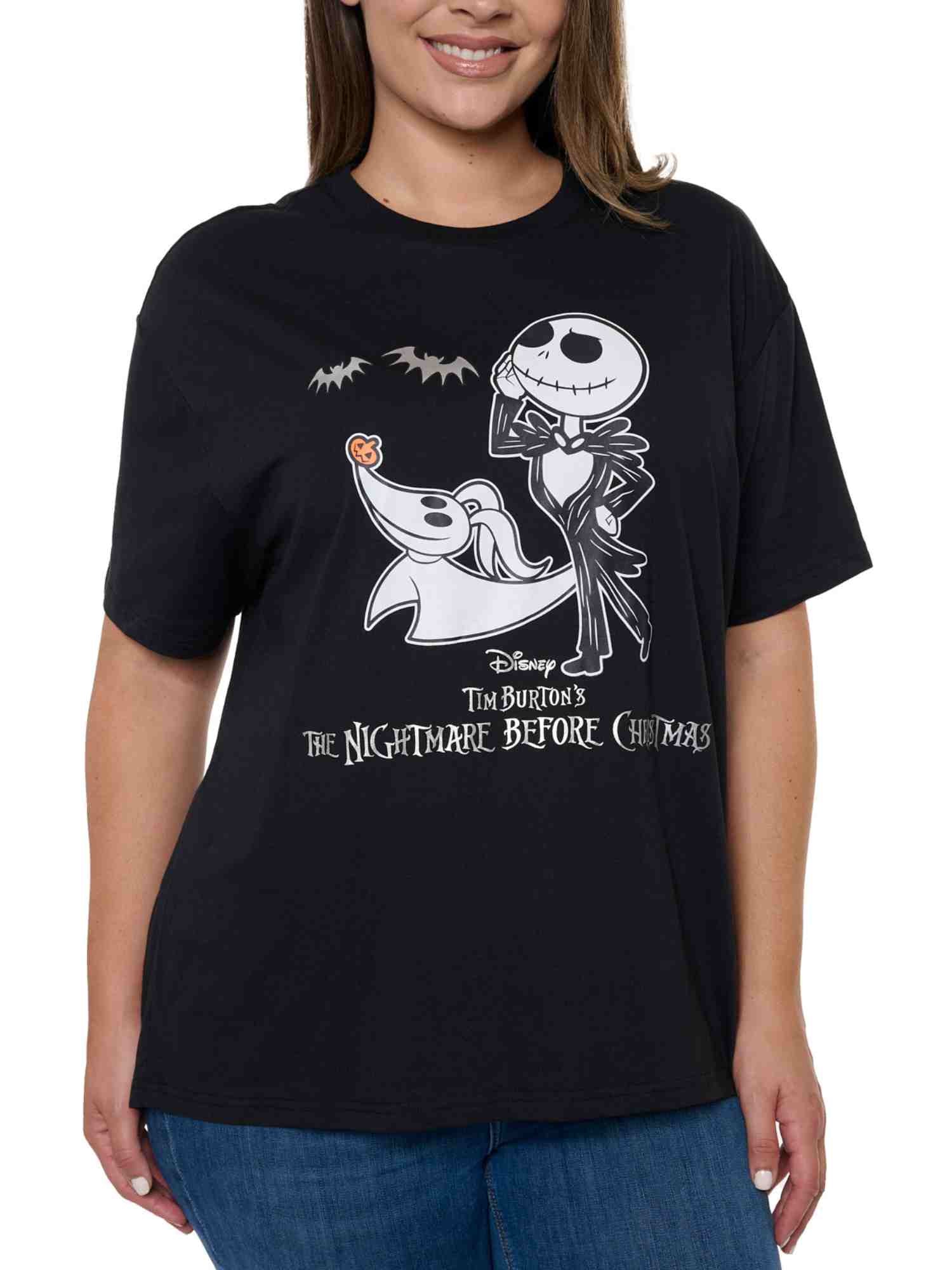 Women's Plus Disney Nightmare Before Christmas Jack Skellington T-Shirt Black