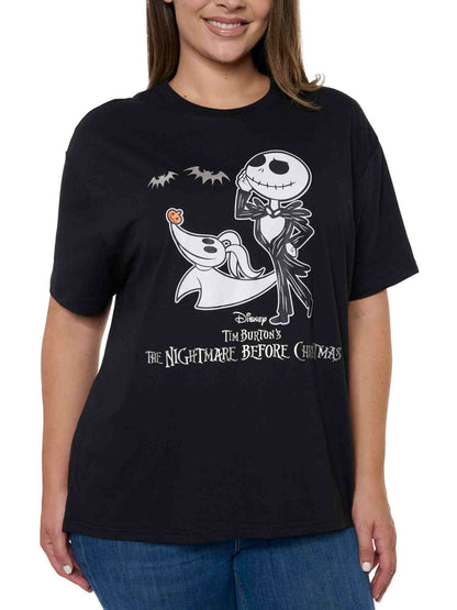 Women's Plus Disney Nightmare Before Christmas Jack Skellington T-Shirt Black