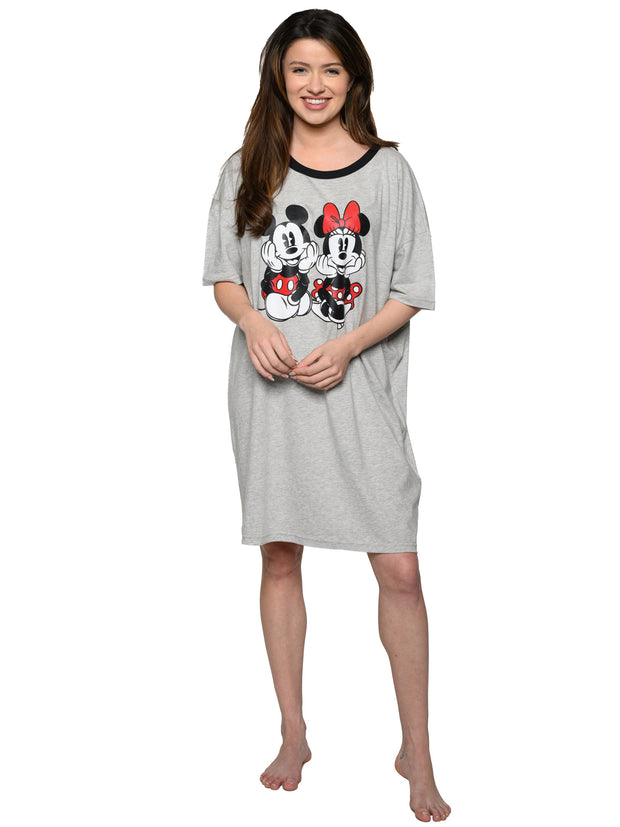 Disney Womens Sleep Shirt Mickey Minnie Mouse One Size Nightgown Pajamas