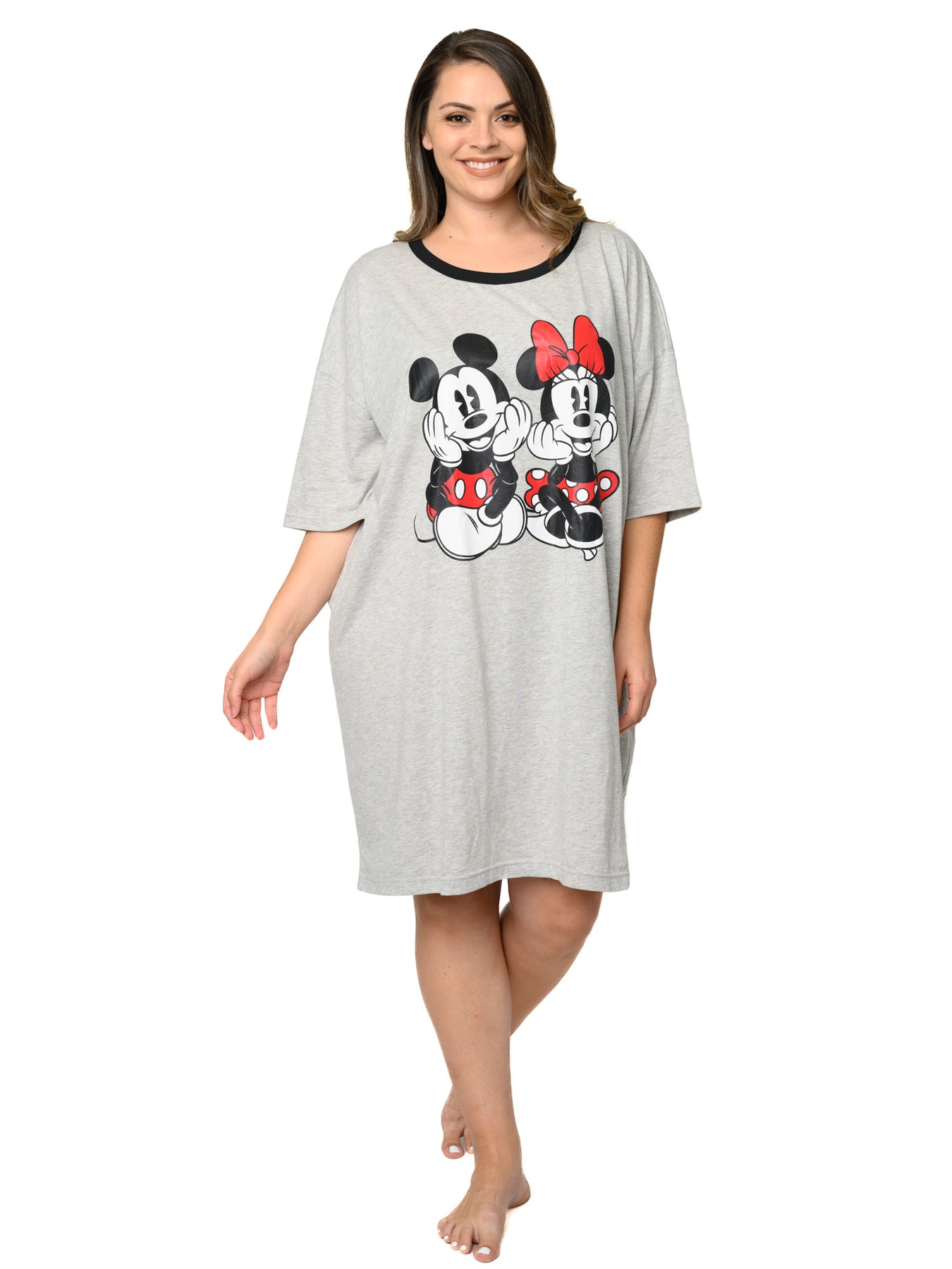 Mickey & Minnie Mouse T-Shirt Gray Back To Back Women's Plus Size Disn –  Open and Clothing