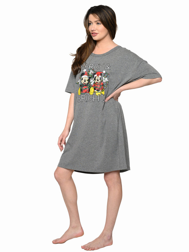 Women's Sleep Shirt Christmas Mickey & Minnie Mouse One Size and Plus Size
