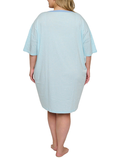 Women's Eeyore Sleep Shirt Hot Cocoa One Size Fits Most Plus Size Light Blue