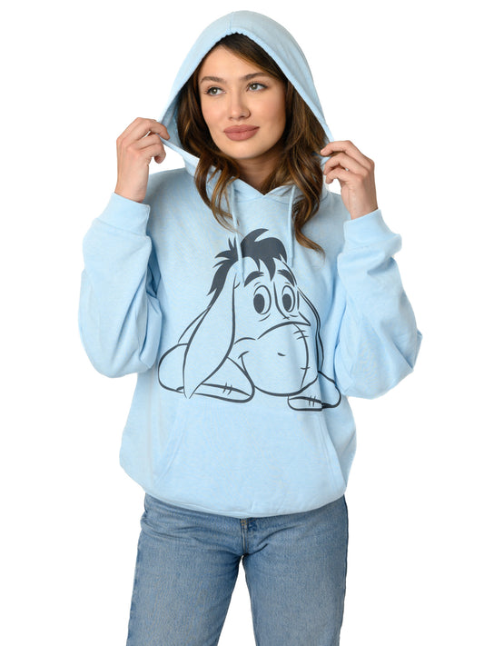 Womens Disney Eeyore Lightweight Hoodie Fleece Pullover Sweatshirt Blue