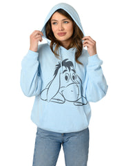 Womens Disney Eeeyore Lightweight Hoodie Fleece Pullover Sweatshirt Blue