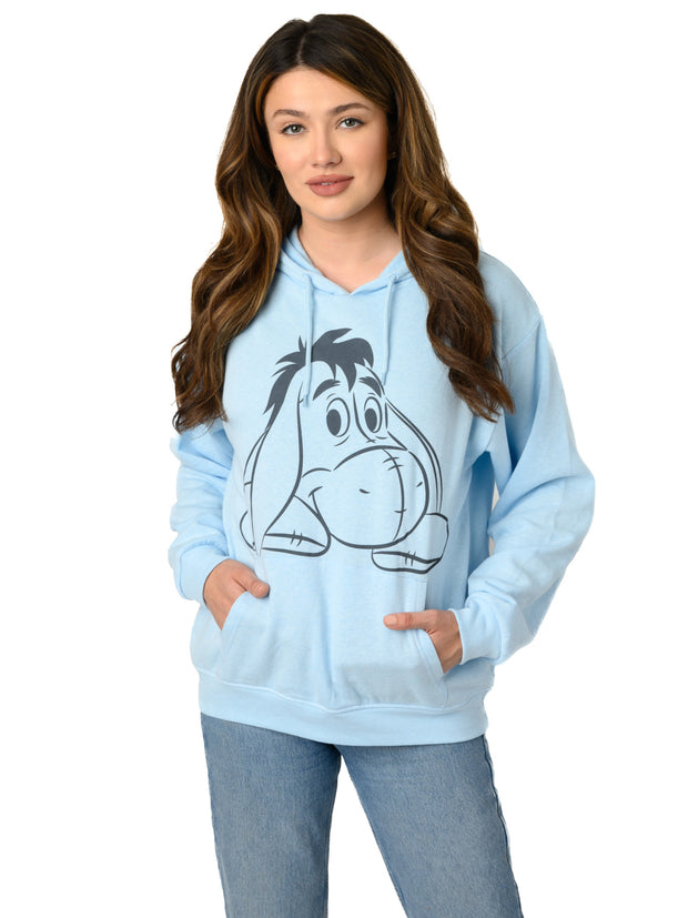 Womens Disney Eeyore Lightweight Hoodie Fleece Pullover Sweatshirt Blue