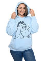 Womens Plus Size Eeyore Hoodie Sweatshirt Fleece Pullover Disney