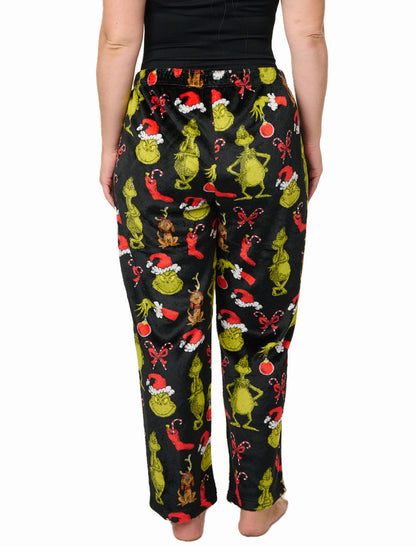 Womens and Women's Plus Dr Seuss Grinch Pajama Pants Plush Christmas Loungewear