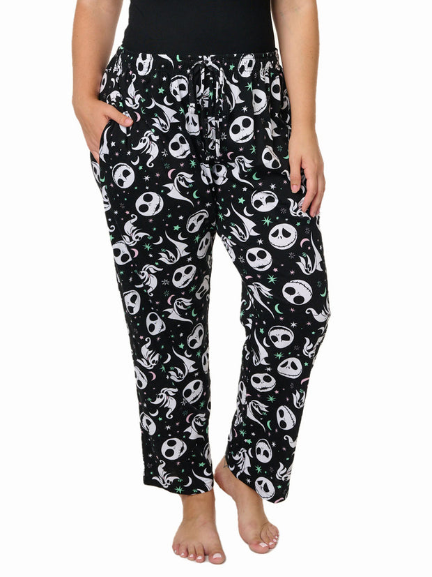 Nightmare Before Christmas Lounge Pajama Pants Cotton Womens Plus Size Black