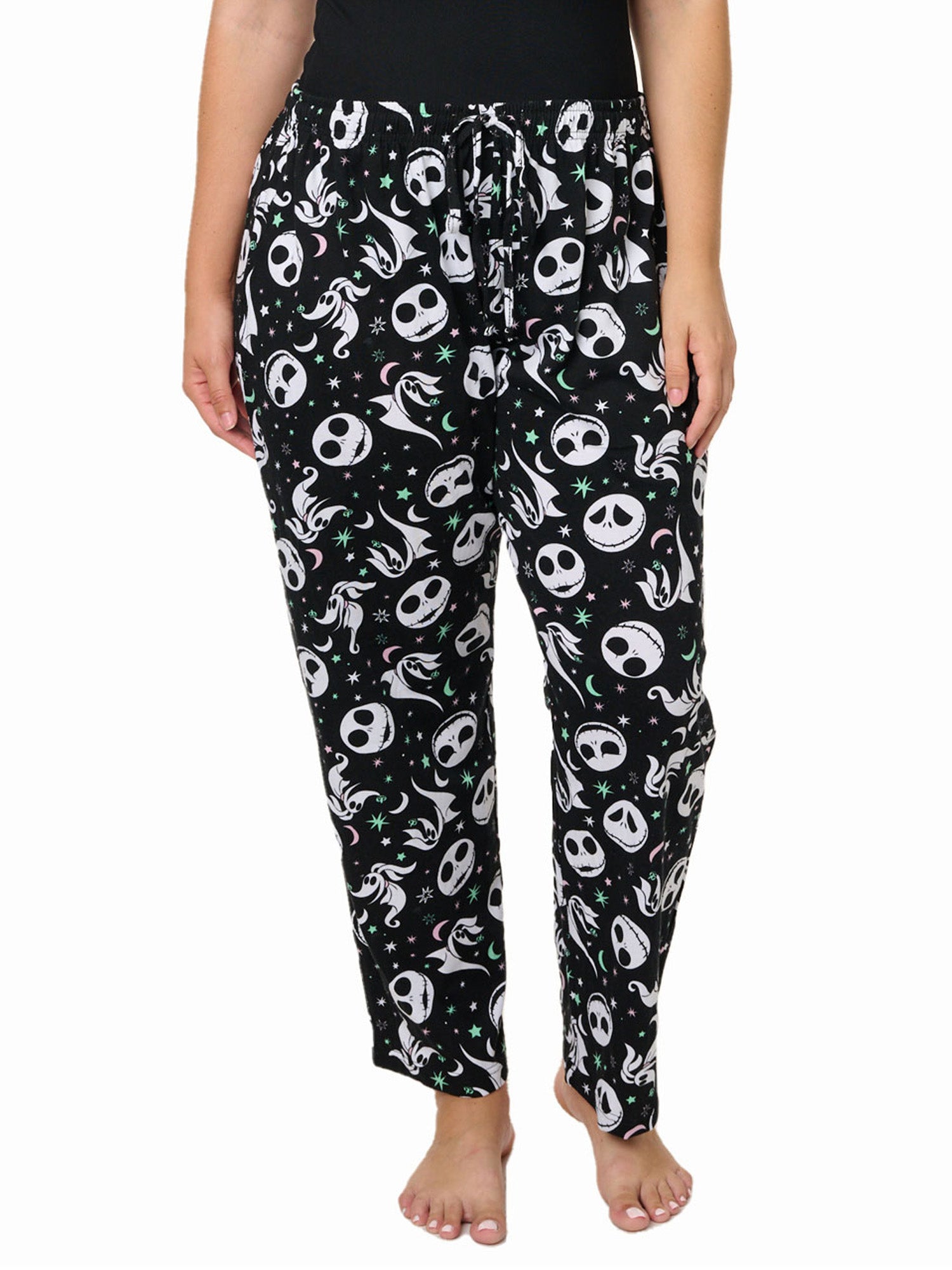 Jack Skellington Button Down Shirt & Lounge Pants Women Plus Set