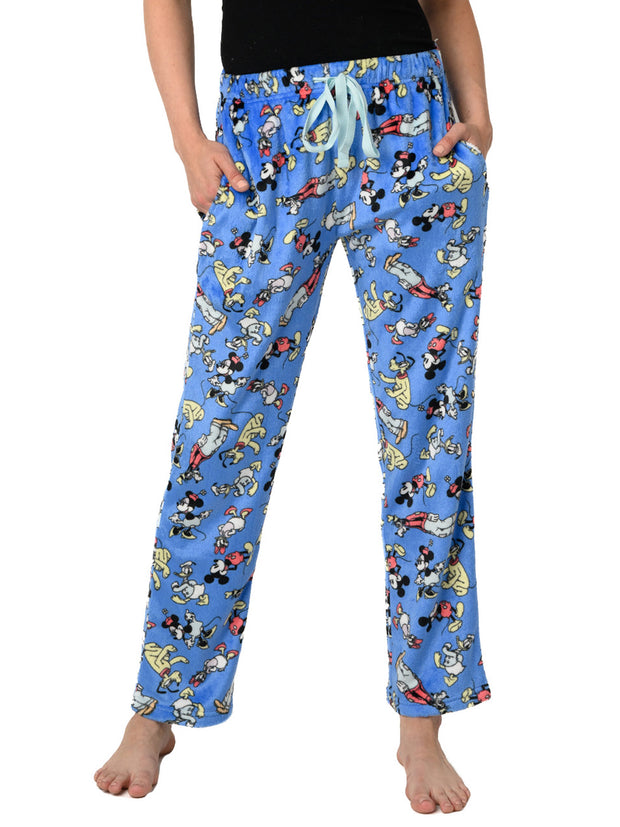 Mickey Mouse & Friends Lounge Pajama Pants Plush Womens Disney Blue
