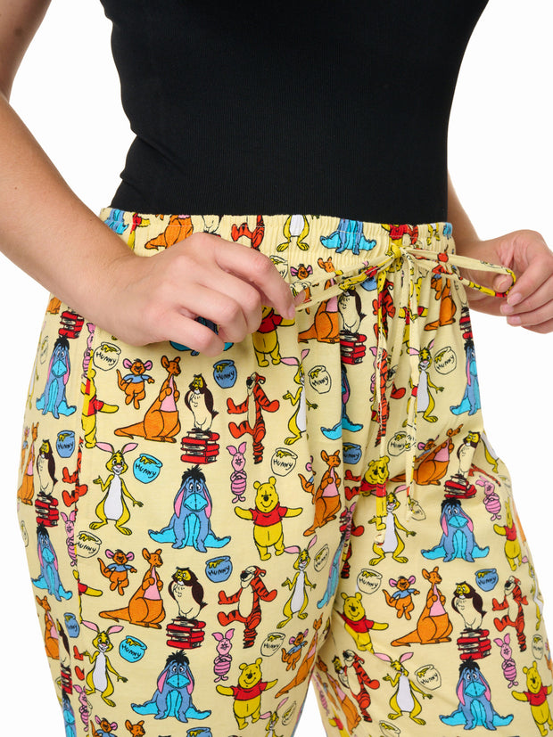 Winnie The Pooh & Friends Lounge Pajama Pants Cotton Womens AOP Yellow