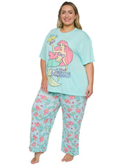 Women's Plus Size The Little Mermaid Ariel Pajama Set T-Shirt & Pants Disney
