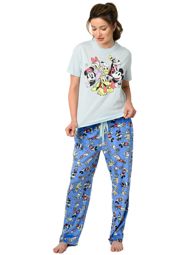 Women's Mickey Mouse & Friends Pajama Lounge Set T-Shirt & Plush Pants Disney