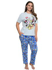 Disney Mickey Mouse & Friends T-Shirt & Plush Pant Pajama Women's Plus Size Set