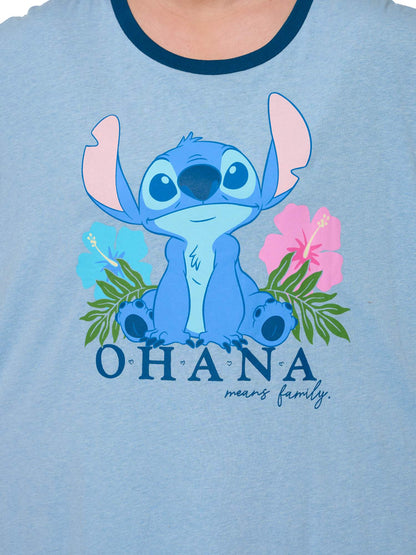 Womens & Womens Plus Disney Stitch Sleep Shirt Pajamas Blue One Size Ohana