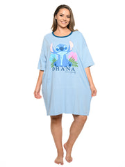 Womens Plus Disney Stitch Sleep Shirt Nightgown One Size Ohana Means Family