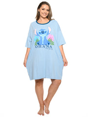Womens Plus Disney Stitch Sleep Shirt Nightgown One Size Ohana Means Family