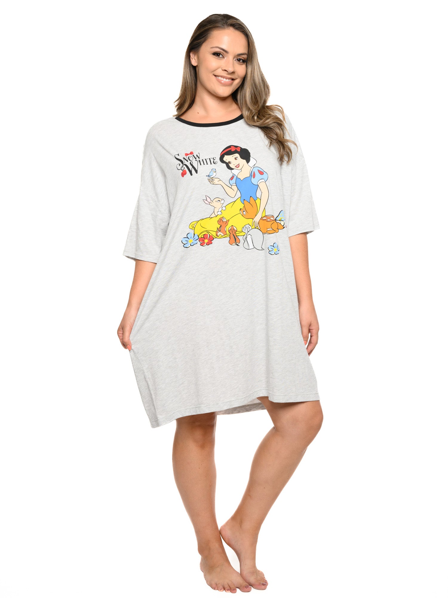Disney Plus Size Womens Snow White Sleep Shirt Nightgown Gray One Size Pajamas