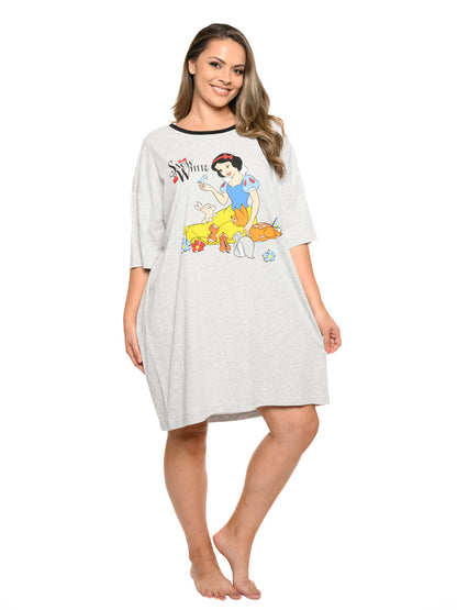 Disney Plus Size Womens Snow White Sleep Shirt Nightgown Gray One Size Pajamas