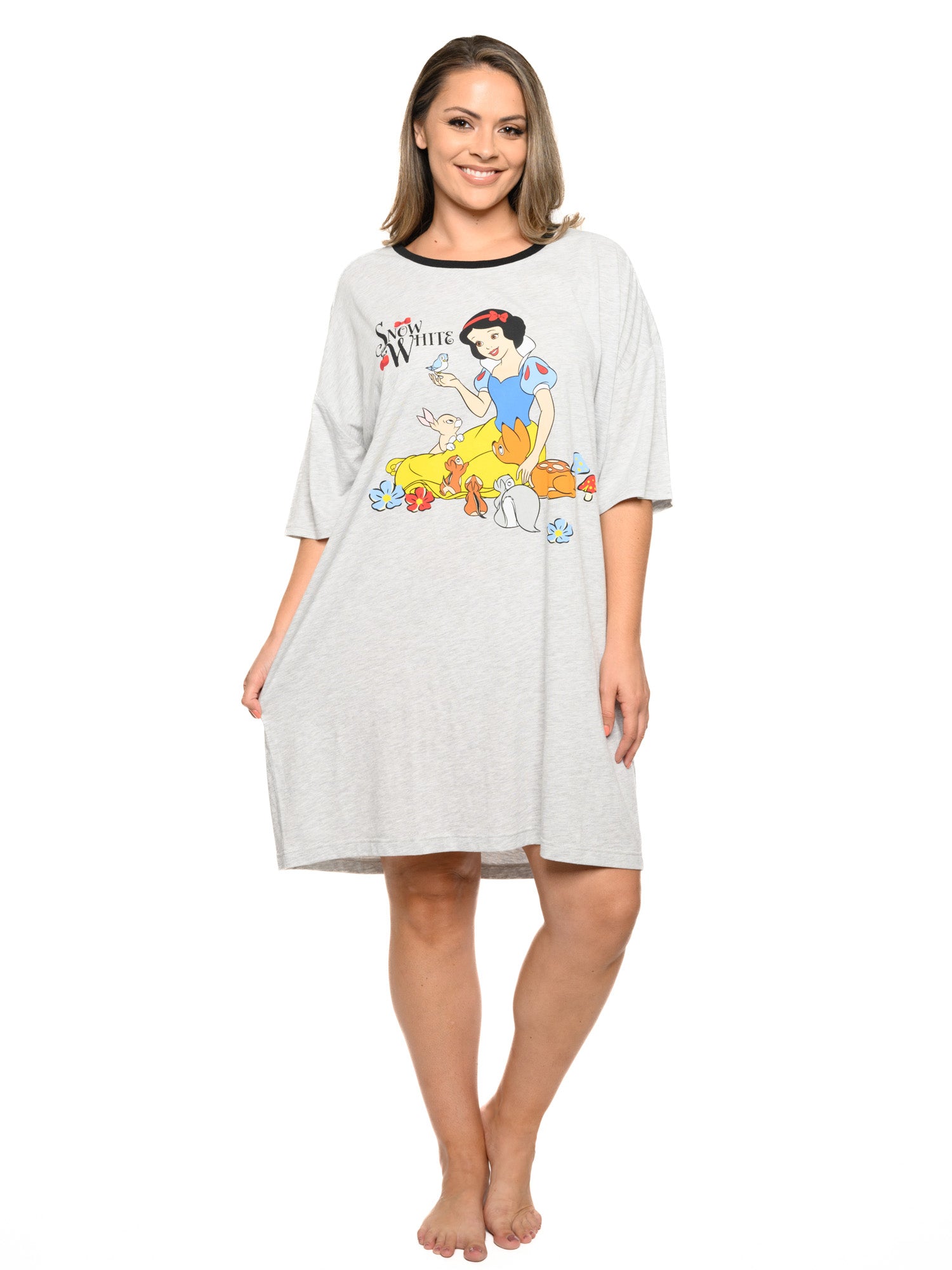 Disney Plus Size Womens Snow White Sleep Shirt Nightgown Gray One Size Pajamas