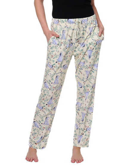 Women's Eeyore Pajama T-Shirt & Floral Watercolor Pants 2-PC Set (Size Medium)