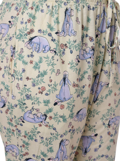 Disney Eeyore Pajama Pants Loungewear Watercolor Floral Womens Plus Size Cotton