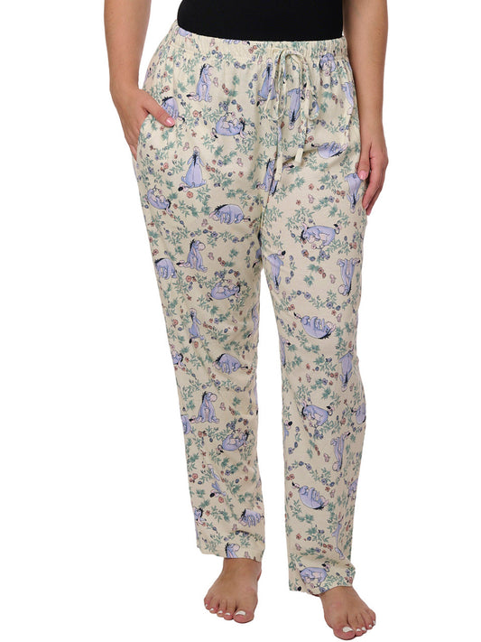 Disney Eeyore Pajama Pants Loungewear Watercolor Floral Womens Plus Size Cotton