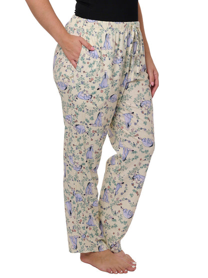 Disney Eeyore Pajama Pants Loungewear Watercolor Floral Womens Plus Size Cotton