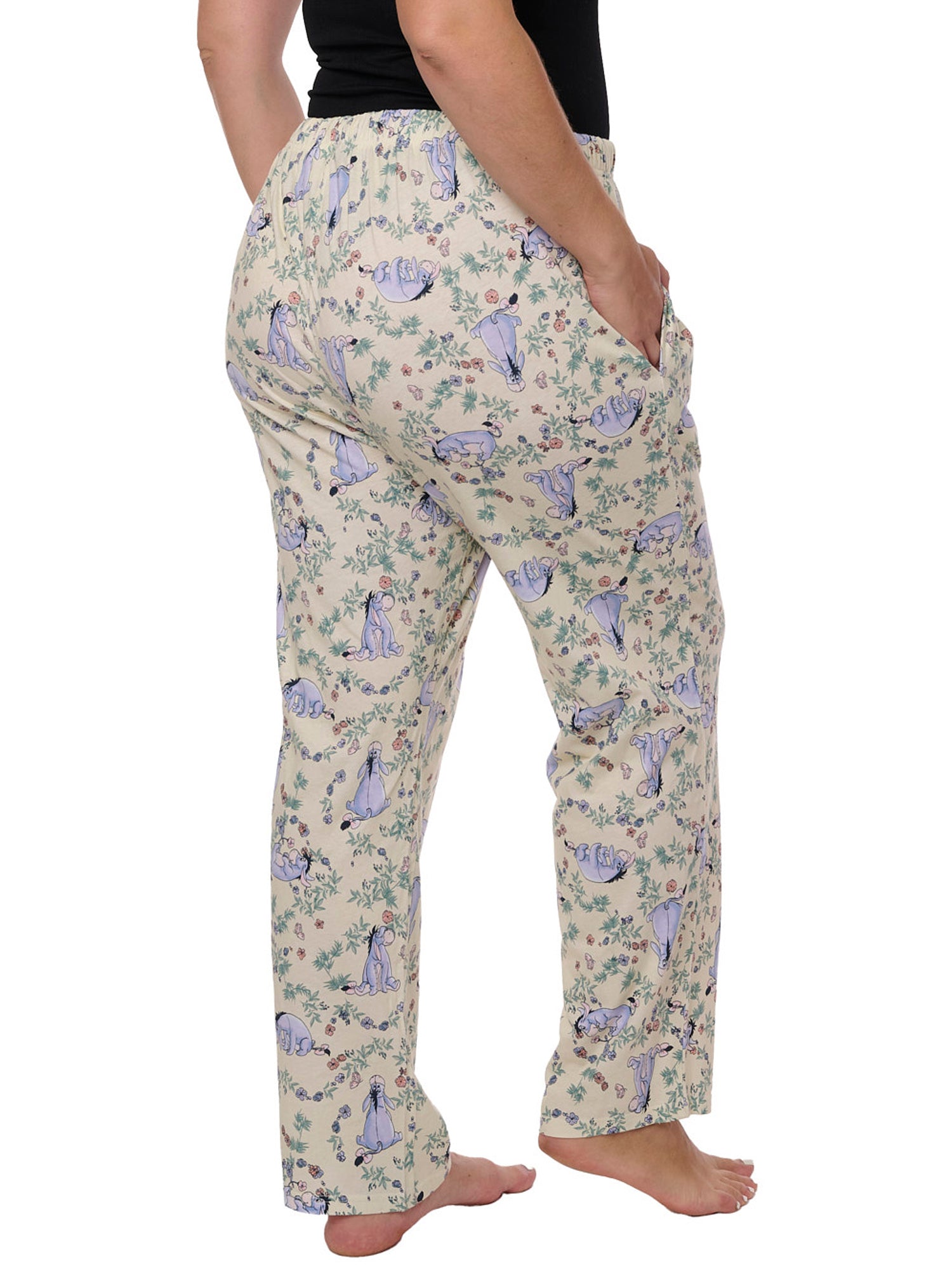 Disney Eeyore Pajama Pants Loungewear Watercolor Floral Womens Plus Size Cotton