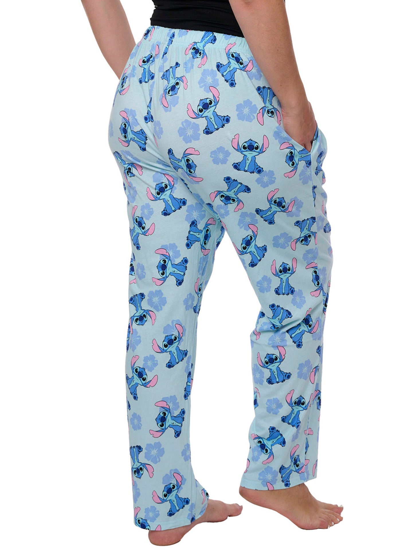 Women's Plus Stitch Baseball Jersey Shirt and Lounge Pants 2-Piece Set Disney