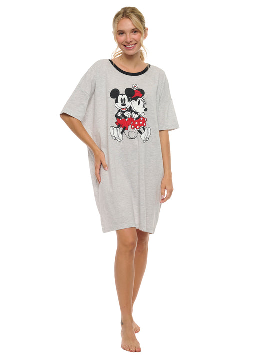 Womens & Womens Plus Size Disney Mickey & Minnie Mouse Sleep Shirt Pajamas Gray