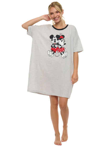 Womens & Womens Plus Size Disney Mickey & Minnie Mouse Sleep Shirt Pajamas Gray