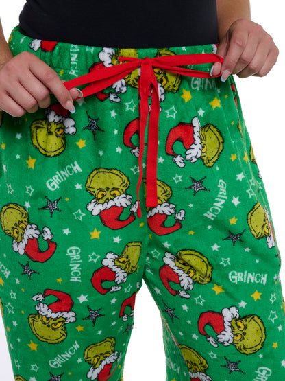 Womens & Women's Plus The Grinch Pajama Pants Sleepwear Green Plush Christmas Print
