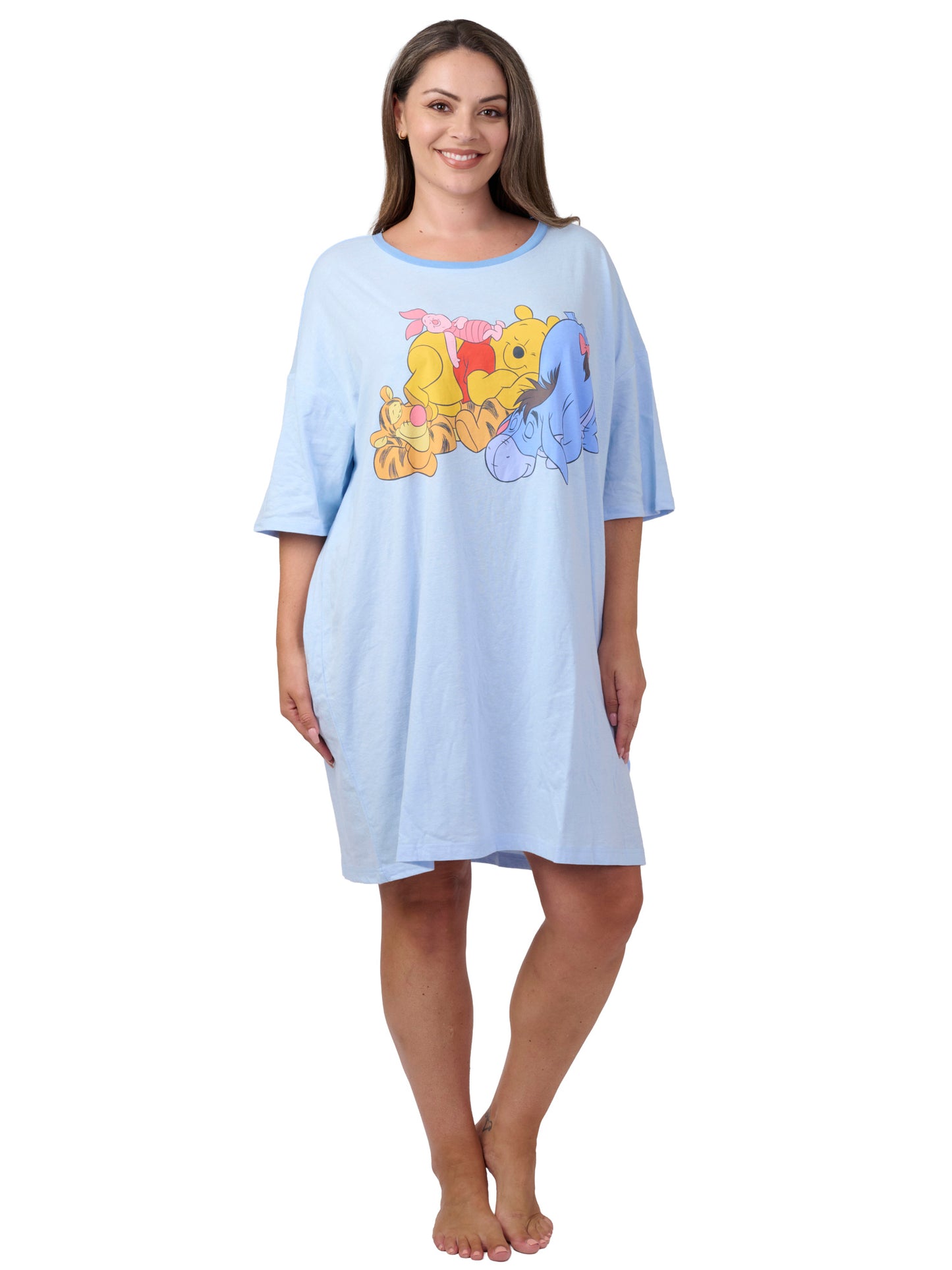 Womens & Womens Plus Disney Pooh Eeyore and Friends Sleep Shirt Pajamas Blue One Size