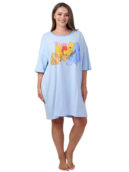 Womens & Womens Plus Disney Pooh Eeyore and Friends Sleep Shirt Pajamas Blue One Size