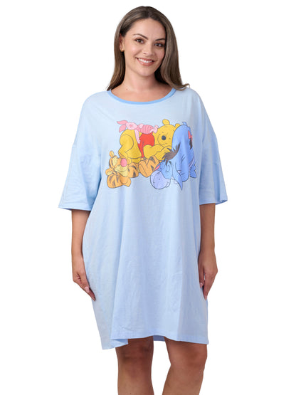 Womens & Womens Plus Disney Pooh Eeyore and Friends Sleep Shirt Pajamas Blue One Size