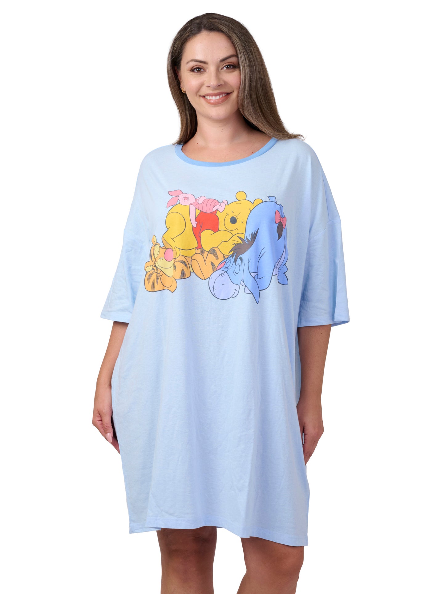 Womens & Womens Plus Disney Pooh Eeyore and Friends Sleep Shirt Pajamas Blue One Size