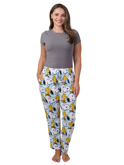 Peanuts Snoopy Women's Pajama Pants, Allover Print Sleep Lounge Bottoms