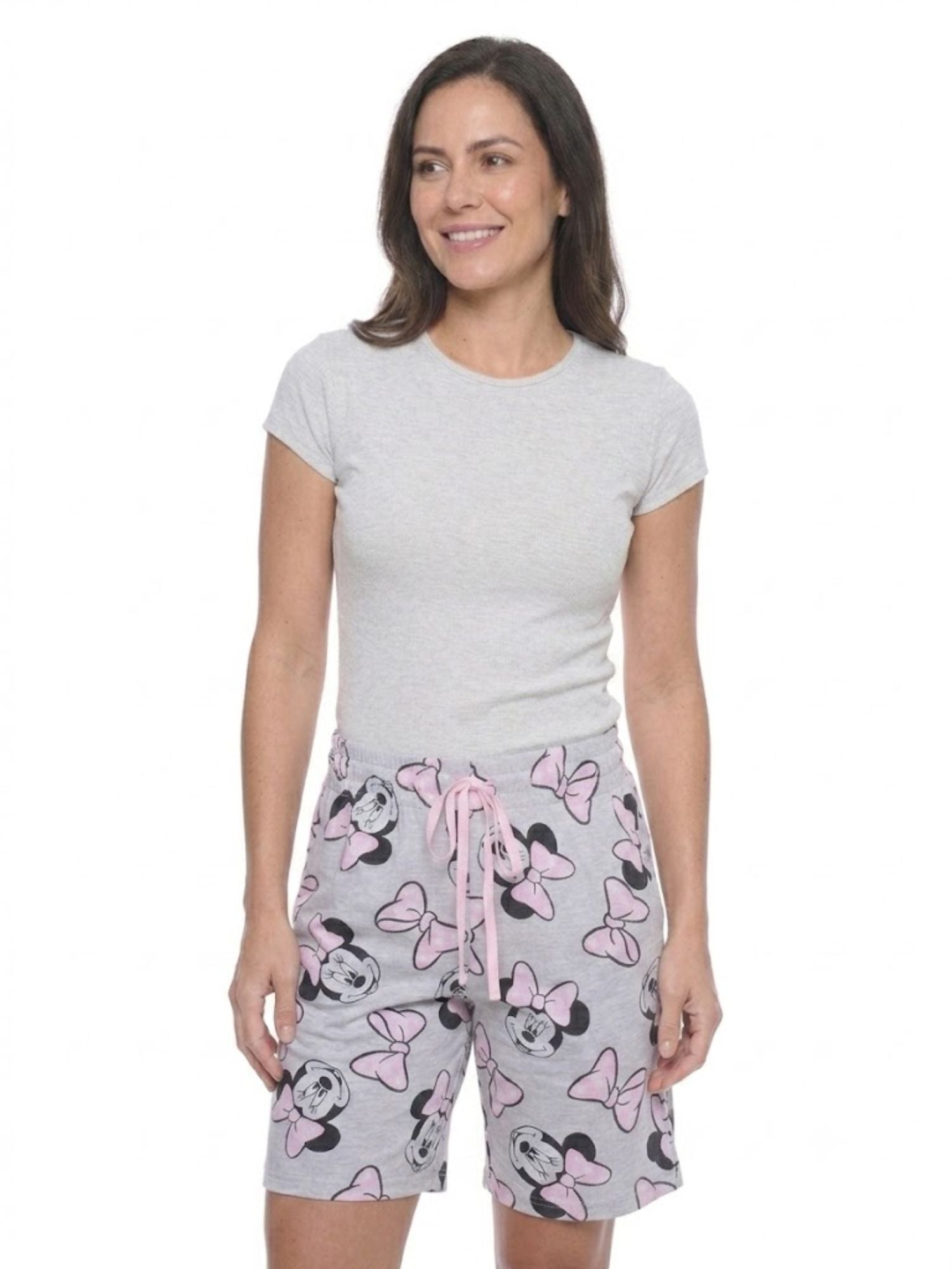 Disney Minnie Mouse Women's Bermuda Pajama Shorts - Grey Lounge Sleepwear