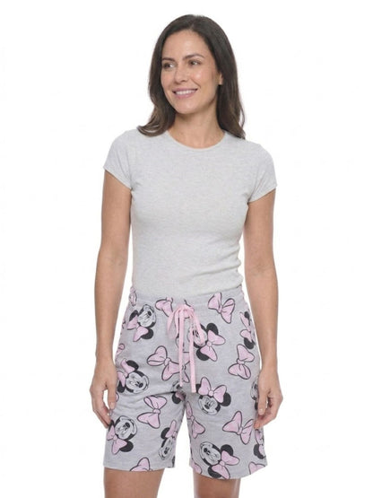 Disney Minnie Mouse Women's Bermuda Pajama Shorts - Grey Lounge Sleepwear