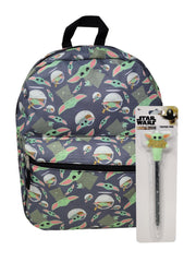 Grogu Baby Yoda 16" Backpack The Mandalorian Star Wars w/ Topper Pen Set
