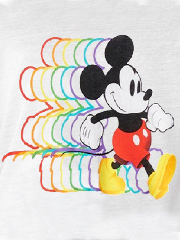 Girls Disney Mickey Mouse High-Low Hem T-Shirt Rainbow Silhouettes