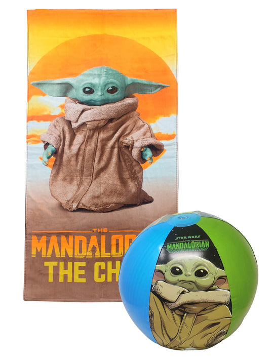 Star Wars Mandalorian Beach Pool Towel & Beach Ball Set Pool Kids Boys Girls