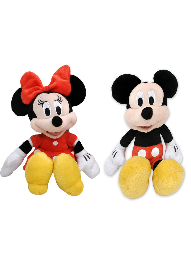 Mickey Mouse & Minnie Mouse 11" Red Plush Dolls Stuffed 2-Pack