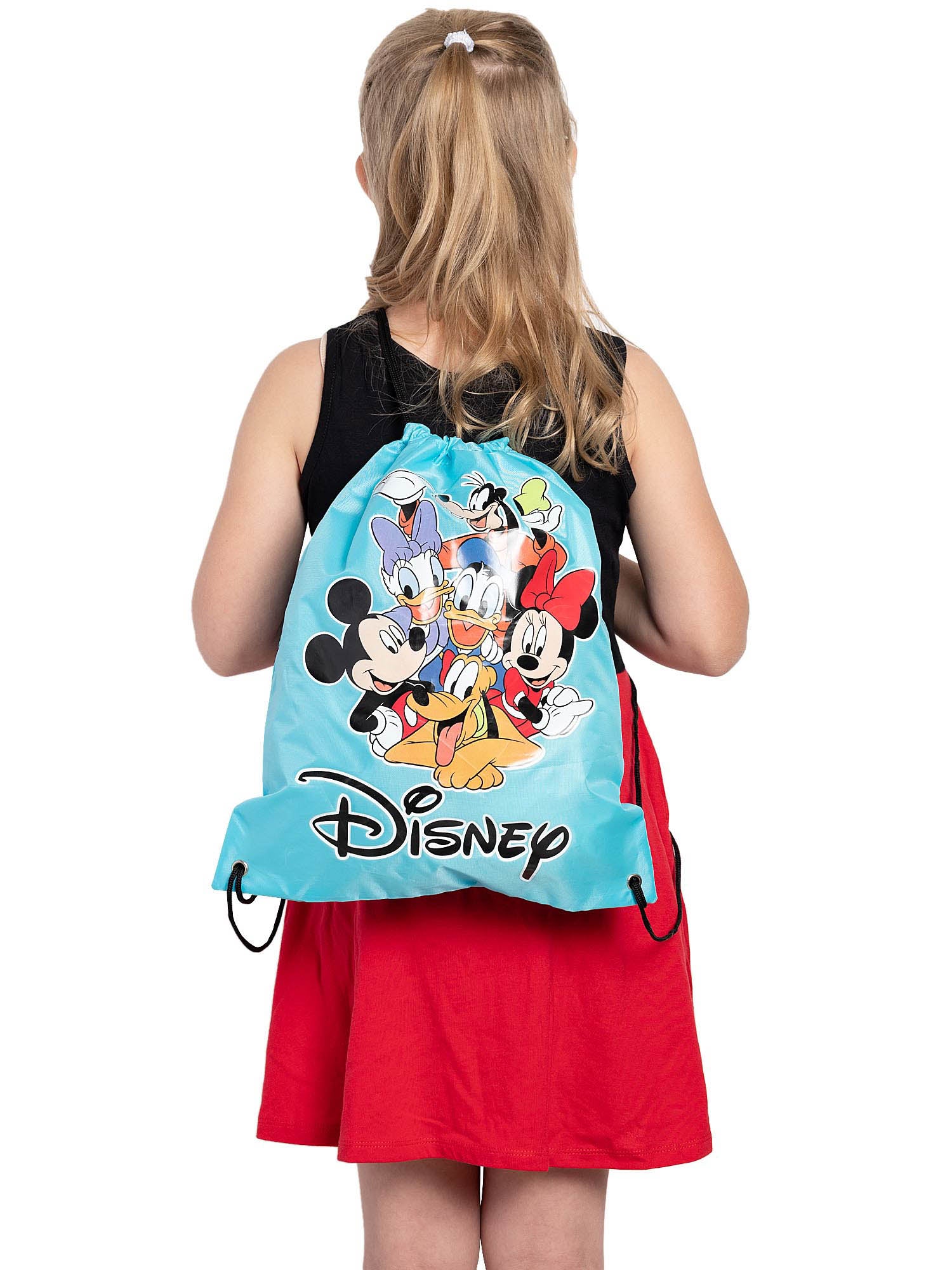 Disney Mickey Mouse 11" Plush Doll Toy w/ Mickey & Friends 15" Cinch Sling Bag